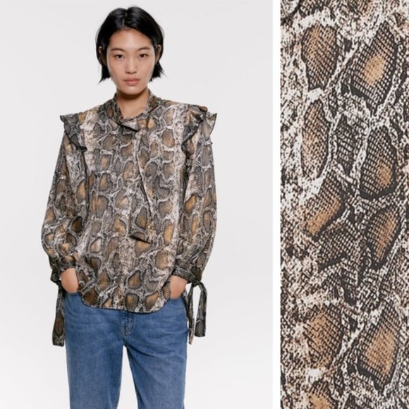 Zara Tops - Zara | Snakeskin Printed Blouse
